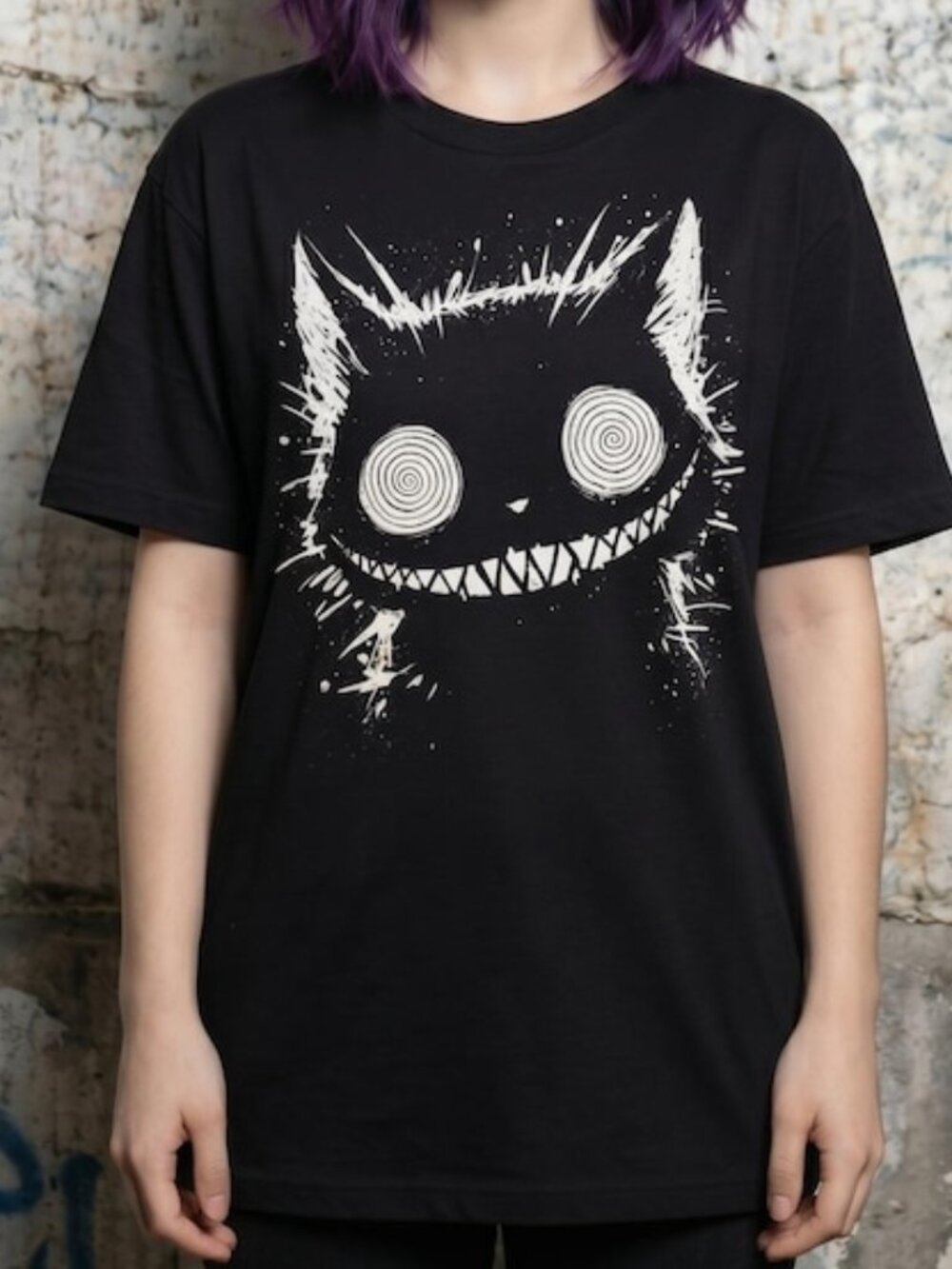 Creepy Cheshire Cat Shirt, Trippy Gothic Weirdcore Tee